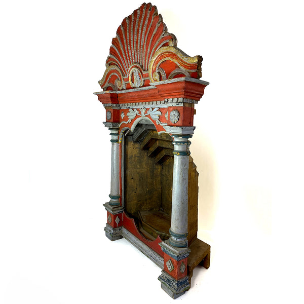 Indo-Portuguese Baroque Style Painted Teak Altar Niche