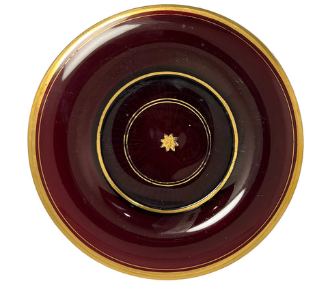 Continental Parcel Gilt Pigeon Blood Glass Plate