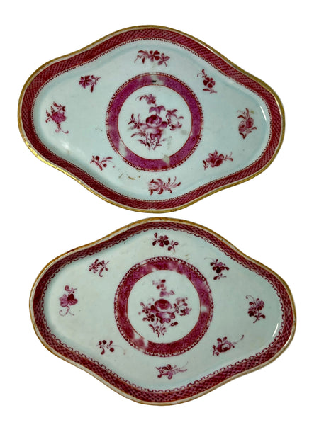 Pair of Chinese Export Qianlong Porcelain Famille Rose Trays