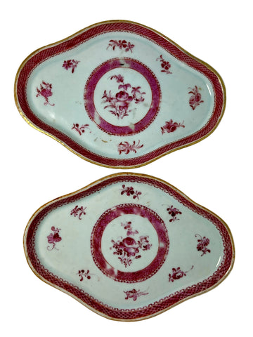 Pair of Chinese Export Qianlong Porcelain Famille Rose Trays