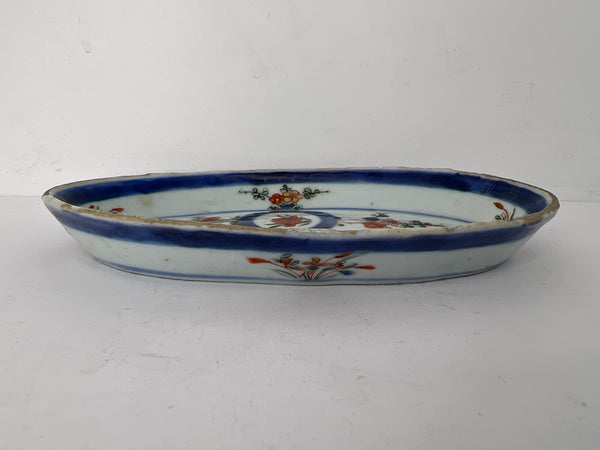Small Chinese Export Qing Porcelain Verte Imari Oval Tray