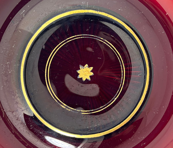 Continental Parcel Gilt Pigeon Blood Glass Plate