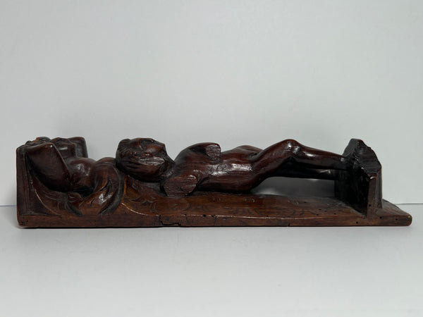 Pair of Italian Baroque Walnut Figural Furniture Bracket Carvings c 1690