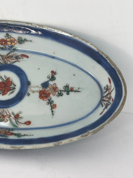 Small Chinese Export Qing Porcelain Verte Imari Oval Tray