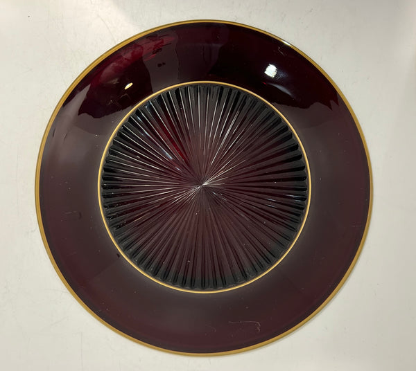 Continental Parcel Gilt Pigeon Blood Glass Plate