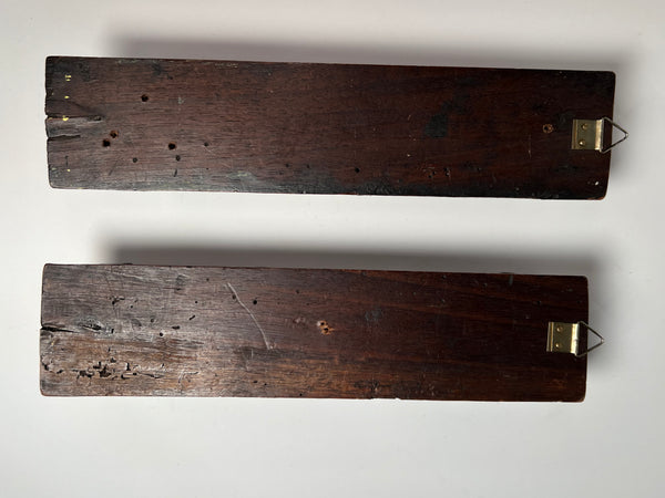 Pair of Italian Baroque Walnut Figural Furniture Bracket Carvings c 1690