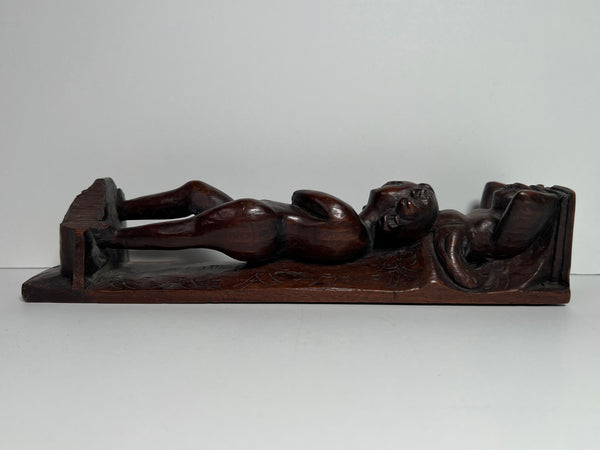 Pair of Italian Baroque Walnut Figural Furniture Bracket Carvings c 1690