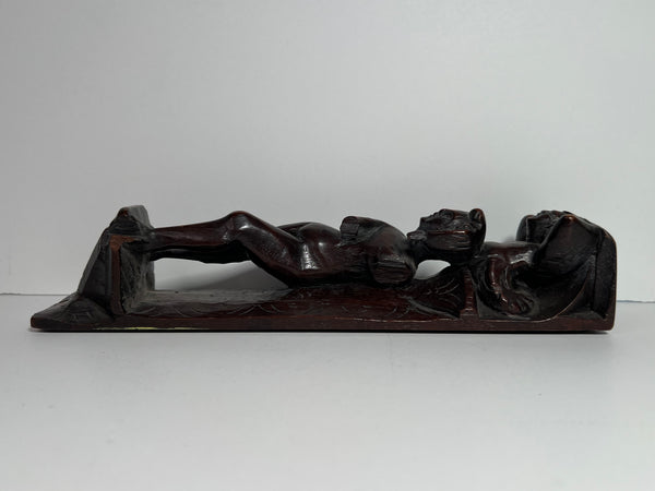 Pair of Italian Baroque Walnut Figural Furniture Bracket Carvings c 1690