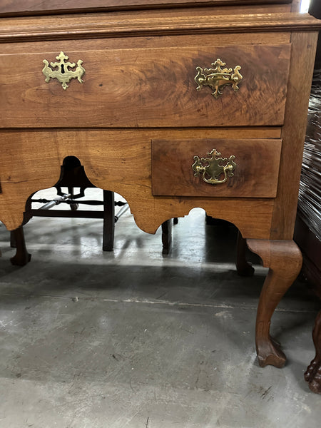 American Queen Anne Walnut Flat-Top Chest on Stand Highboy