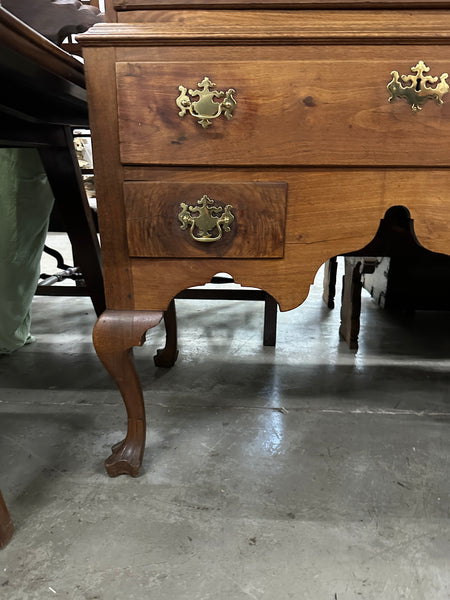 American Queen Anne Walnut Flat-Top Chest on Stand Highboy