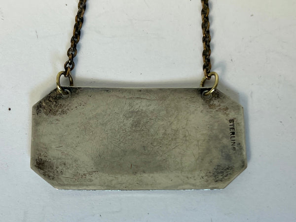 Set of Two American Sterling Silver Rye and Scotch Decanter Labels