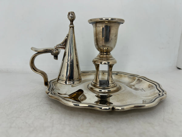 English Georgian T. J. & N. Creswick Sterling Silver Chamberstick and Snuffer
