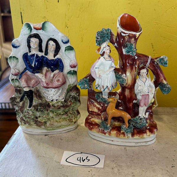 Lot 0465  | Two English Staffordshire Pottery Flatback Figural Groups of Courting Couples
