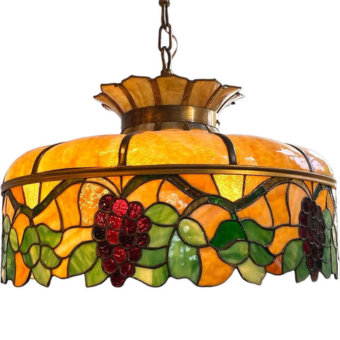 American Chicago Mosaic Leaded Bent Glass Grapevine 4-Light Pendant Light