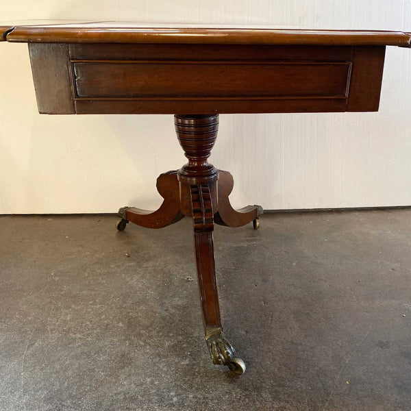 English Regency Flame Mahogany Drop-Leaf Pembroke Pedestal Table