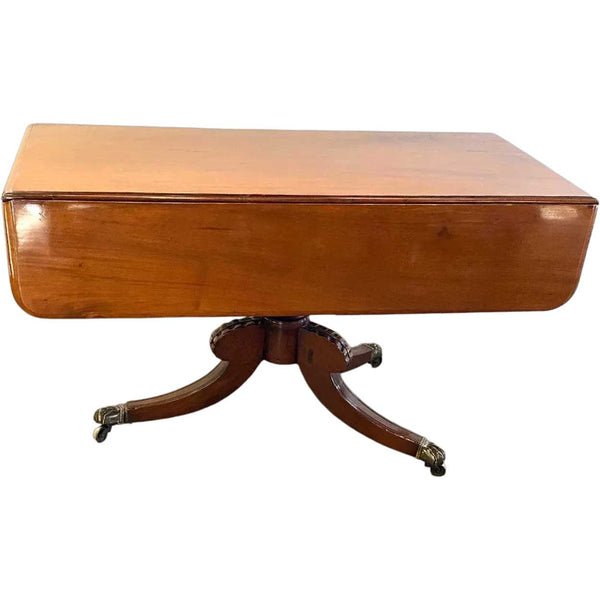 English Regency Flame Mahogany Drop-Leaf Pembroke Pedestal Table
