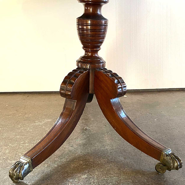 English Regency Flame Mahogany Drop-Leaf Pembroke Pedestal Table