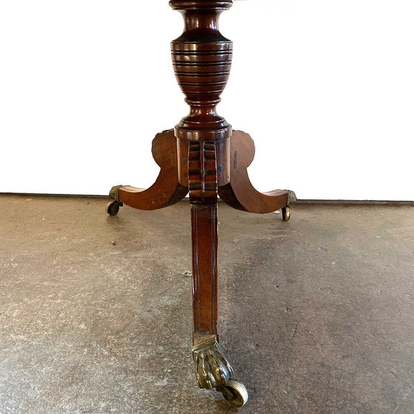 English Regency Flame Mahogany Drop-Leaf Pembroke Pedestal Table