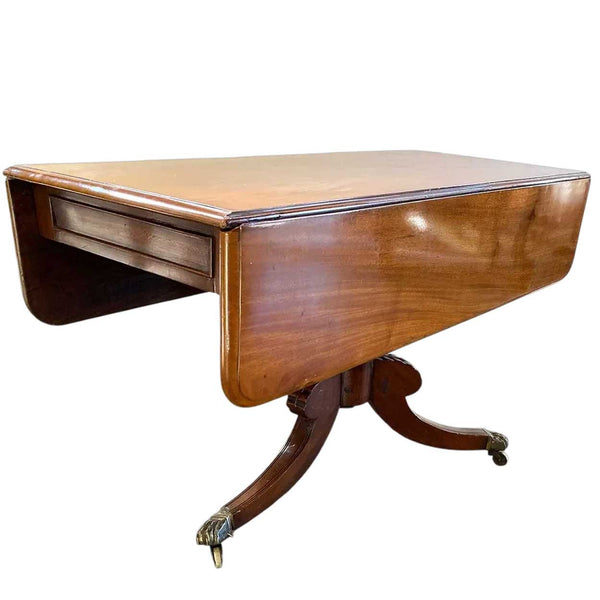 English Regency Flame Mahogany Drop-Leaf Pembroke Pedestal Table