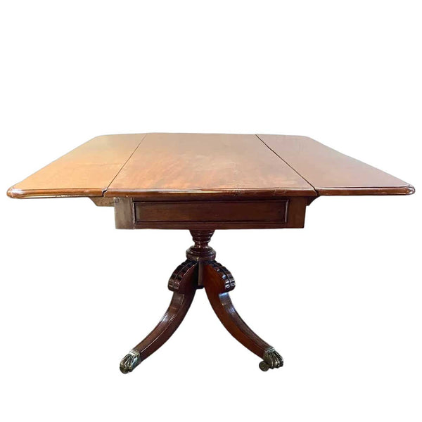 English Regency Flame Mahogany Drop-Leaf Pembroke Pedestal Table
