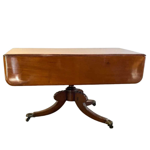 English Regency Flame Mahogany Drop-Leaf Pembroke Pedestal Table