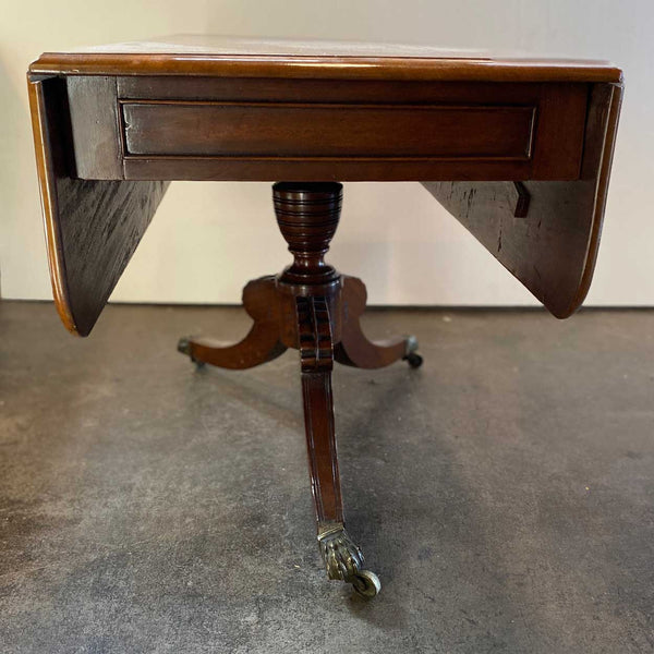 English Regency Flame Mahogany Drop-Leaf Pembroke Pedestal Table