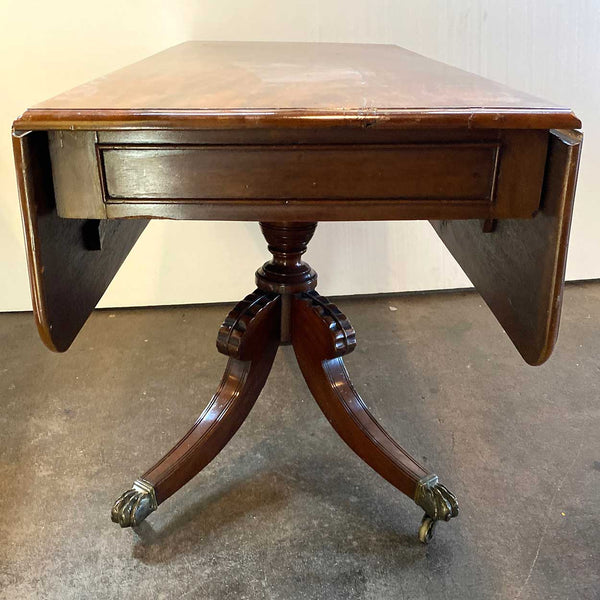 English Regency Flame Mahogany Drop-Leaf Pembroke Pedestal Table