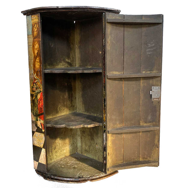 English Georgian Painted Pine Bowfront Hanging Corner Cabinet