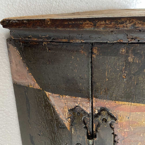 English Georgian Painted Pine Bowfront Hanging Corner Cabinet