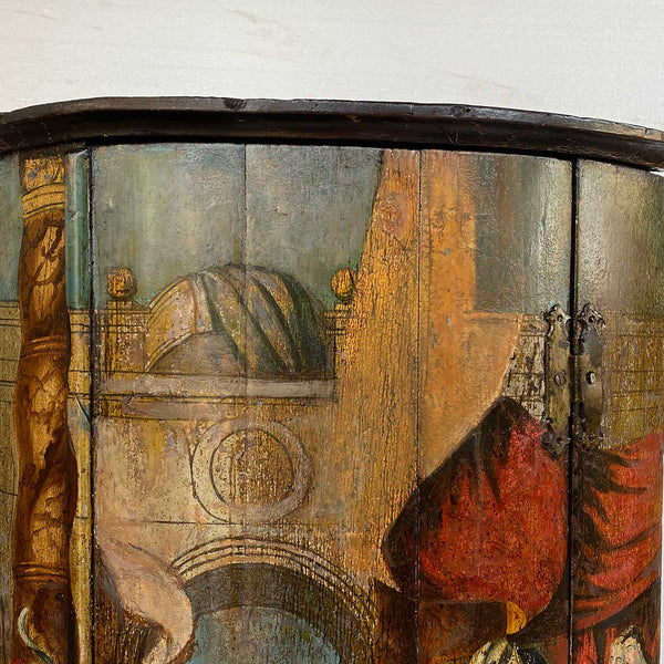 English Georgian Painted Pine Bowfront Hanging Corner Cabinet