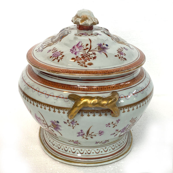 Rare Chinese Export East India Co. Famille Rose Porcelain Armorial Tureen