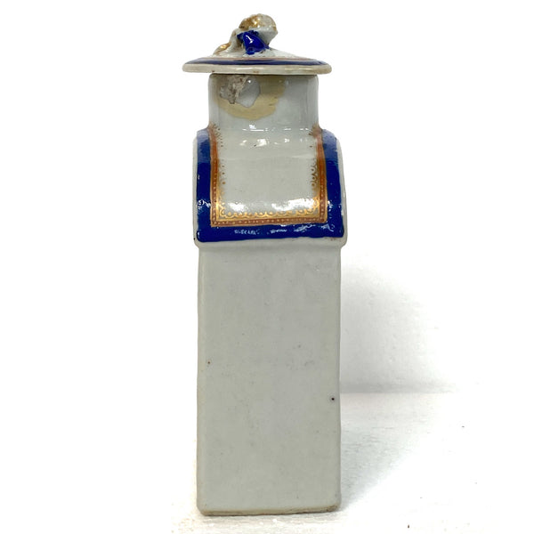 Chinese Export Qing Porcelain Masonic Armorial Flask-Form Tea Caddy
