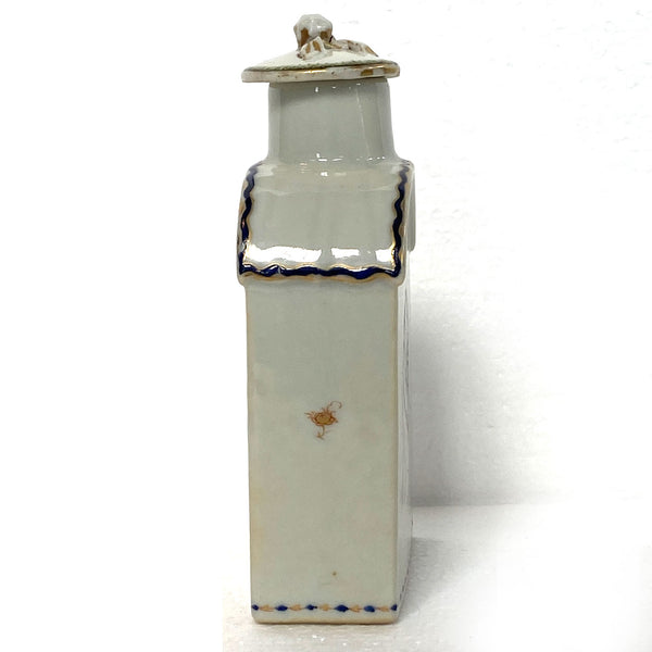 Chinese Export Qing Porcelain Armorial Flask-Form Tea Caddy
