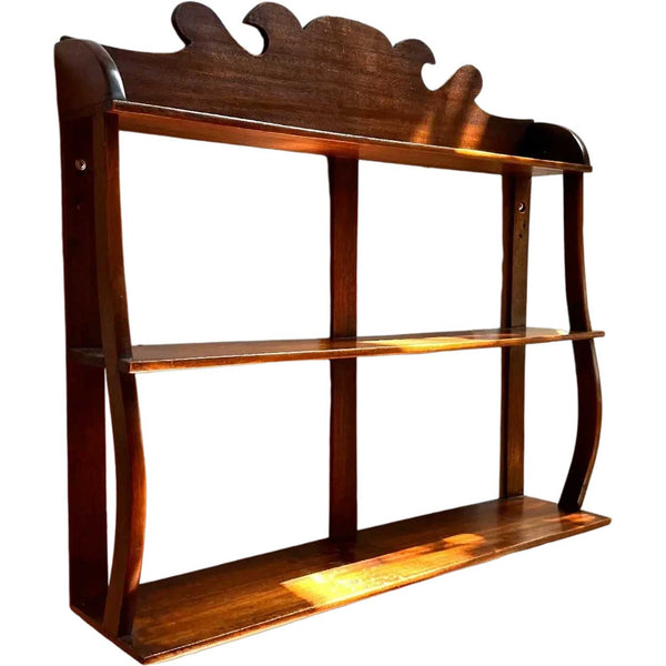 Small American New England Chippendale Style Mahogany Open Wall Shelf