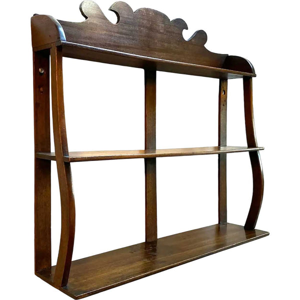 Small American New England Chippendale Style Mahogany Open Wall Shelf