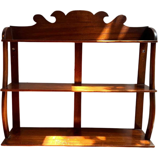 Small American New England Chippendale Style Mahogany Open Wall Shelf