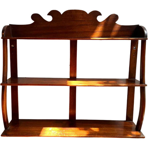 Small American New England Chippendale Style Mahogany Open Wall Shelf