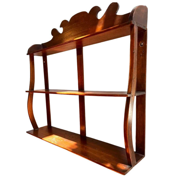 Small American New England Chippendale Style Mahogany Open Wall Shelf