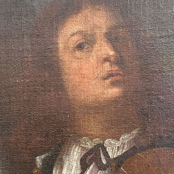 German School Oil on Canvas Painting, Allegory of Hearing, after Johann Heinrich Schönfeld