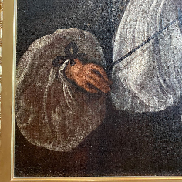 German School Oil on Canvas Painting, Allegory of Hearing, after Johann Heinrich Schönfeld