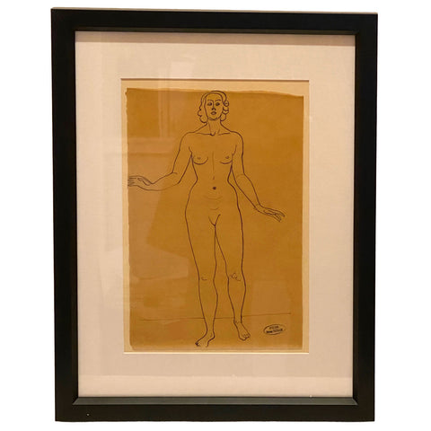 ANDRE DERAIN Ink Drawing on Paper, Femme nue Debout
