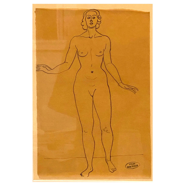 ANDRE DERAIN Ink Drawing on Paper, Femme nue Debout