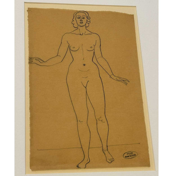 ANDRE DERAIN Ink Drawing on Paper, Femme nue Debout