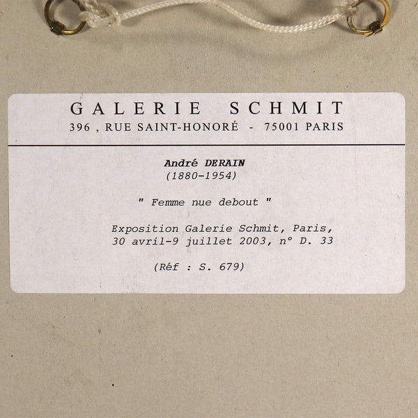ANDRE DERAIN Ink Drawing on Paper, Femme nue Debout