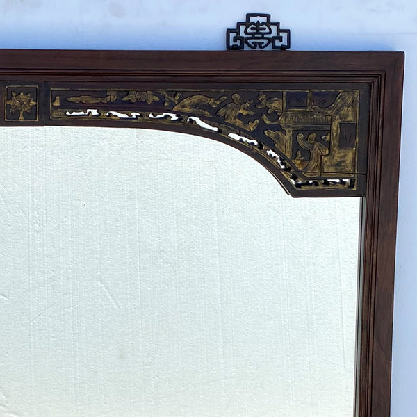 Large Vintage Chinese Style Gilt Wooden Wall Mirror