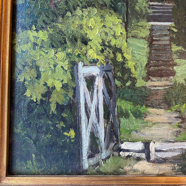 Oil on Canvas Painting, Building Garden Entrance