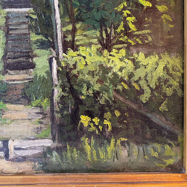 Oil on Canvas Painting, Building Garden Entrance