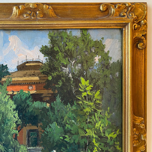 Oil on Canvas Painting, Building Garden Entrance