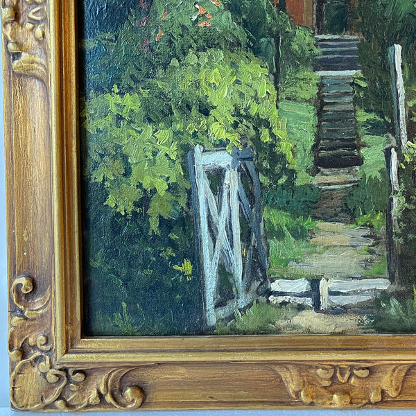 Oil on Canvas Painting, Building Garden Entrance