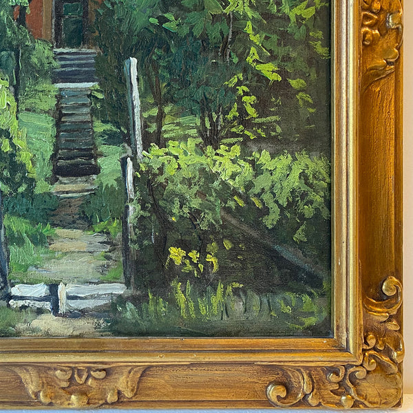 Oil on Canvas Painting, Building Garden Entrance